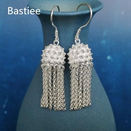Bastiee 999 Pure Silver Hmong Hat Tessels Earrings For Women Vintage Ethnic Drop Earings brincos Handmade Jewelry Luxury Chinese