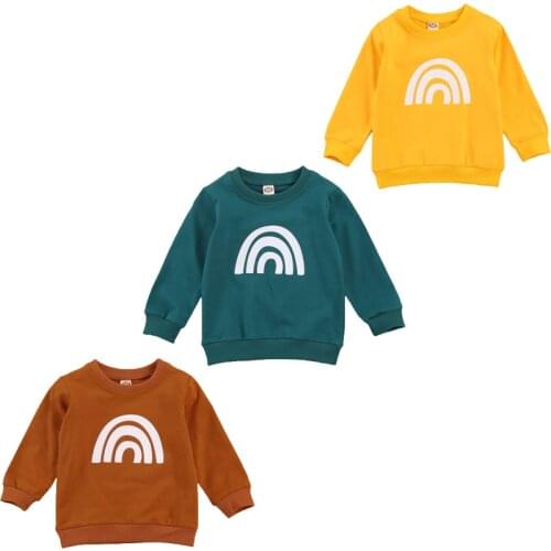 FOCUSNORM 1-6Y Toddler Baby Boys Girls Sweatshirt Tops Rainbow Print Long Sleeve Pullover Autumn Causal Outfits