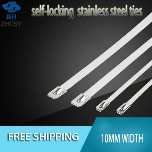 10PCS 10mm width 150-700mm length 304Material Stainless steel metal Cable Ties tie Zip Wrap Exhaust Heat Straps Induction pipe