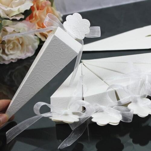 10pcs Ice Cream Tip Cone Flower Shape Gift Box Candy Dragees Baptism De Mariage Wedding Favor Gift Packaging Wrapping Paper Bags