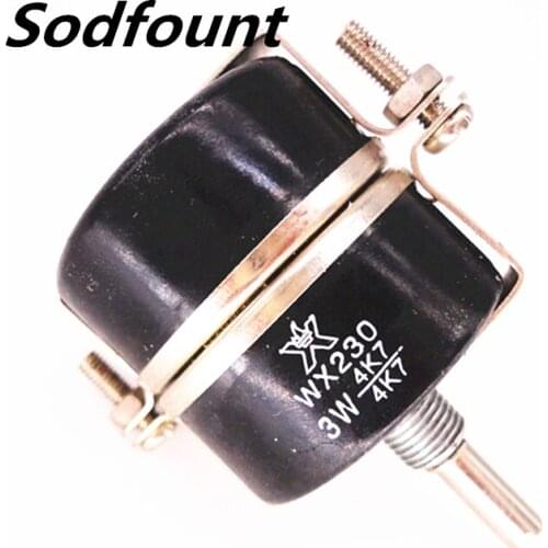 10pcs WX230 200v 3W dual circuit single-turn wirewound potentiometer 1K 2K2 4K7 5K6 10K 22K