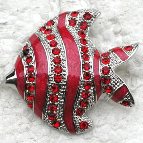 12pcs Wholesale Fashion Brooch Rhinestone Enamel Fish Pin brooches Jewelry Gift C101803