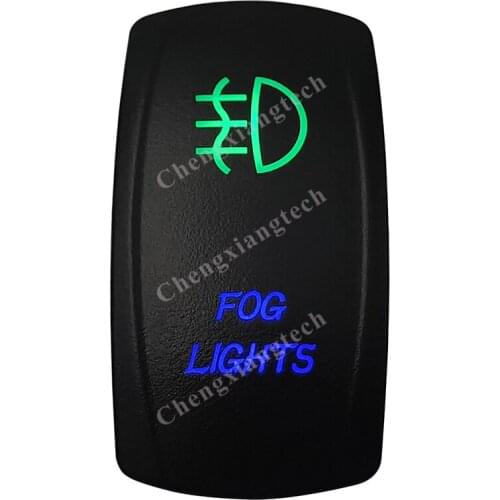 12V 24V Marine Car Boat Truck RV FOG LIGHTS Rocker Switch SPST, 5 Pins ON-OFF, Green & Blue Led Push Switch for Carling