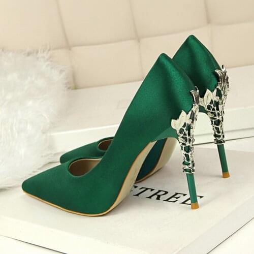 2020 Women 10cm High Heels Pumps Plus Size Stripper Escarpins Lady Wedding Bridal Heels Scarpins Green Yellow Blue Prom Shoes