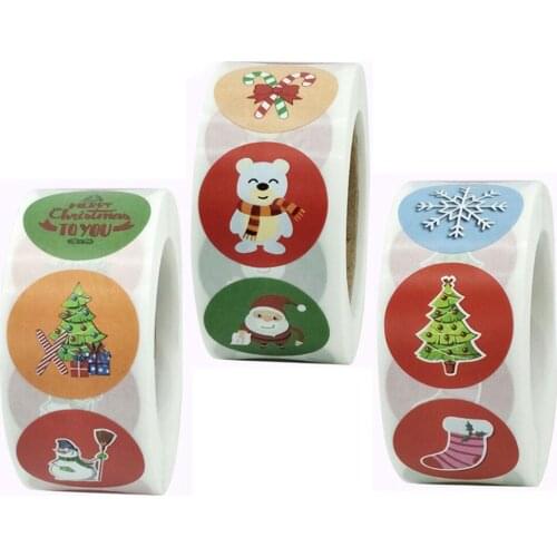 500pcs/rol Merry Christmas Stickers Snow Christmas Tree Old People Label Stickers for Festival Decoration School Reward Stickers