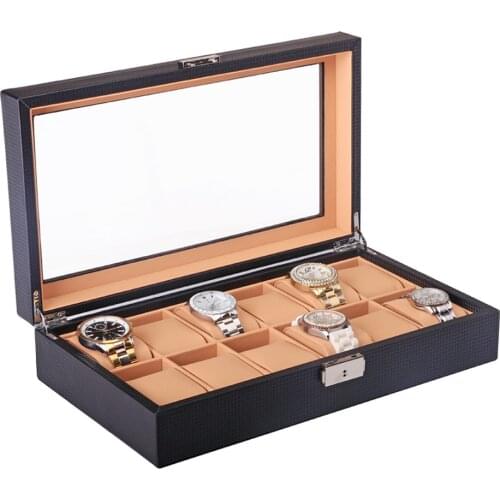 6/12 Slots PU Leather Wristwatch Boxes Storage Case with Velvet Pillows
