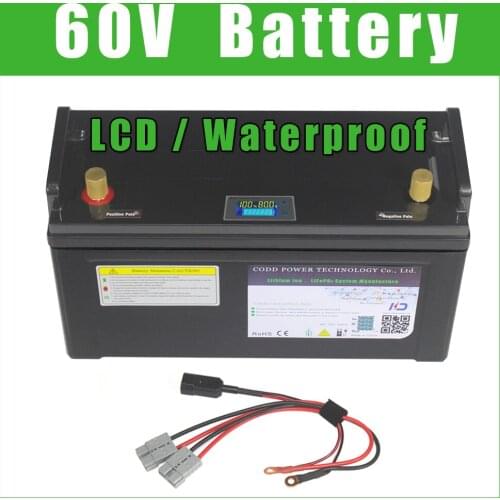60V Ebike Battery 60V 40Ah 60Ah LCD IP68 Waterproof Electric Bike Lithium Battery for 60V 1000W 1500W 2000W 2500W 3000W Motor