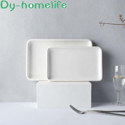 White Ceramic Plate Square Round Western Food Plate Dinner Plate Tableware Multifunctional Storage Tray Home Kitchen Supplies