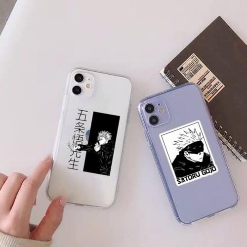 Jujutsu Kaisen Anime Cartoon Phone Case For iphone 12 11 mini x xs xr pro max 8 7 6s 6 5 5s 5c se plus Transparent soft