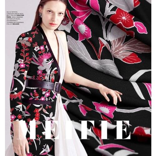 Printing black breathable fabric drape dress fashion fabric wholesale high quality cloth