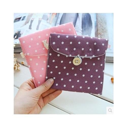 Cotton linen ladies coin purse mini jewelry bag USB earphone bag household cotton linen sanitary napkin storage bag holiday gift