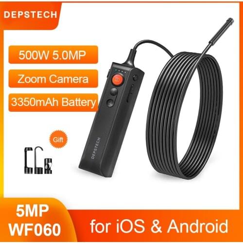 DEPSTECH 5.0MP Wireless Endoscope Zoomable Snake Inspection Camera Industrial WiFi Borescope for iOS & Android Phone & Tablet