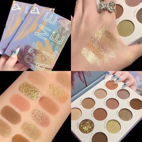 GUICMAI Summer Tropical Coconut Tree 12 Color Eyeshadow Palette Eye Makeup Palette Pearlescent Matte Eyeshadow Makeup Palette