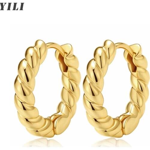 Dainty Spiral Twisted Round Hoop Earrings 14K Gold Chunky Hoop Earrings for Women Hypoallergenic Minimalist Jewelry Gifts