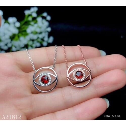 KJJEAXCMY boutique jewelry 925 pure silver inlaid Natural Garnet Pendant Necklace support detection
