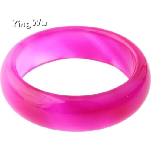 Yingwu Natural Rose Agate Gemstone Jade Ring Woman Mens Lucky Rings Band Size 7-9 Charm Gift Jewelry 50pcs Wholesale