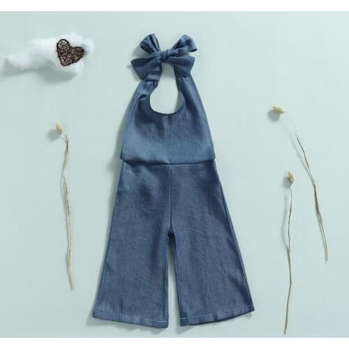 Ma&Baby 6M-4Y Toddler Baby Kid Girls Jumpsuit Bow Sleeveless Overalls Rompers Solid Color Kids Girls Costume DD43