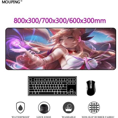 Anime Mouse Pad League of Legends Ahri Gaming Accessories Black Desk Mat Mousepad Gamer Keyboard Carpet Deskmat Rug DropShipping
