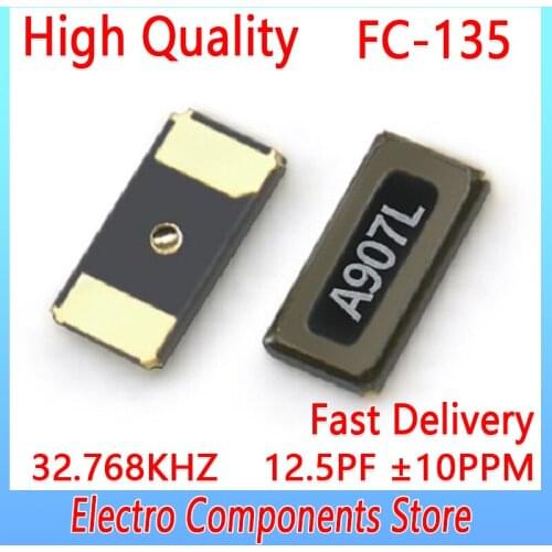 SMD Chip Passive Quartz Resonator Crystal Oscillator FC-135 2Pin 3215 32.768KHZ 12.5PF ±10PPM Phone Clock Crystal Vibration