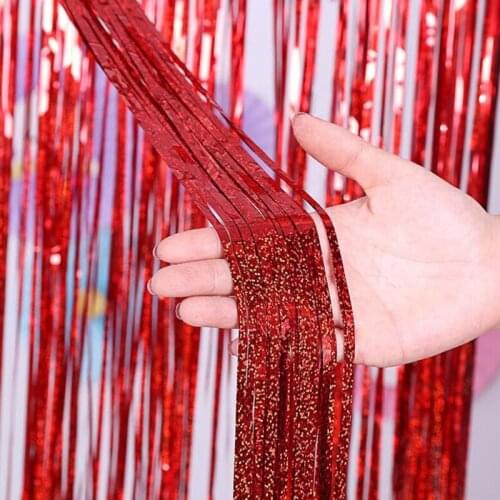 1 * 2m Laser Rain Curtain Door Curtain Tassel Rose Gold Rain Curtain Background Decoration Party Decoration Birthday Wedding Dec