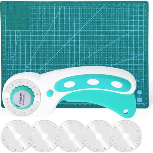 LMDZ Rotary Cutter Sewing Set With 5 Blades Fabric Circular Quilting Cutting Patchwork Self-healing Cutting Board Accessories