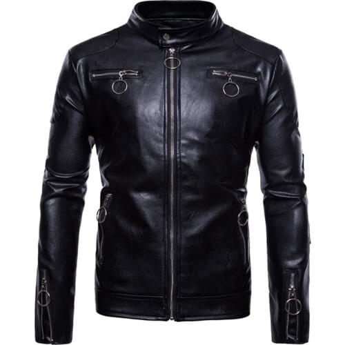 2021 motorcycle leather jacket Male spring and autumn plus size mens stand-up collar high-quality artificial leather jacket Men
