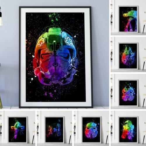 Star Wars Watercolor Art Canvas Paintings Movie Abstract Poster and Printable Wall Art Picture for Living Room Home Decoration
