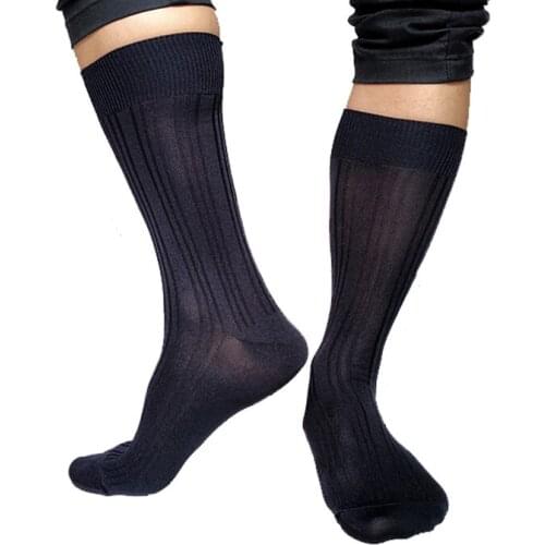 Solid Color Mens Formal Socks Striped Good Quality Brand Formal Hose for Sexy Gay Male Business Gentlemen Socks
