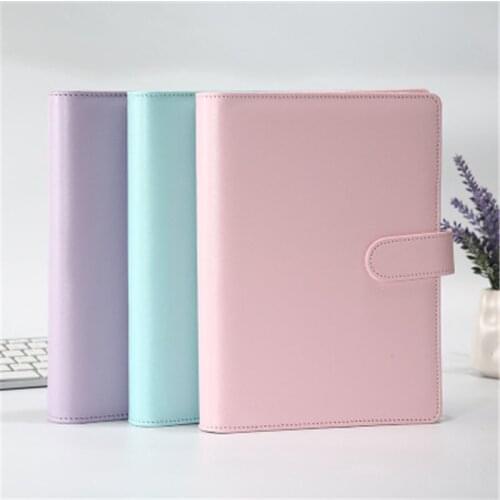 Macaron Vintage Refillable Notebook File Folder Notepad Cover Leather Folders Ring Binder Office Supplies Document Holder