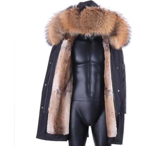 7XL Men Parka Winter Jacket Long Rabbit Fur Coat Man Parkas Waterproof Natural Fox Fur Collar Hooded Outerwear Streetwear