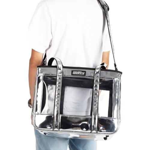 Pet Dog Cat Carrier Puppy Rabbit Carrying Bag Fashion Transparent Handbag Folding PU Shoulder Bag