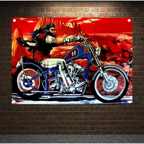 Motorcycle Riders Poster Retro Motorcycle Races Tapestry Wall Art Painting Plate Pub Bar Garage Home Decor Vintage Banners Flags