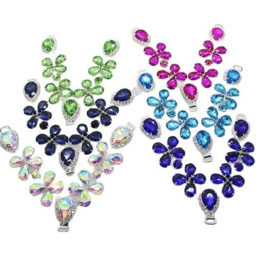 ZMASEY Shoe Buckles 120MM 1PCS Mix Color Rhinestones Sandals Buckles DIY Handwork Shoe Glass Shiny Decoration