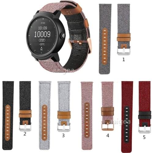 Canvas Fabric Straps Genuine Leather for Ticwatch 2/Ticwatch E for Samsung Huami Garmin Huawei Replacement band strap 20mm 22mm