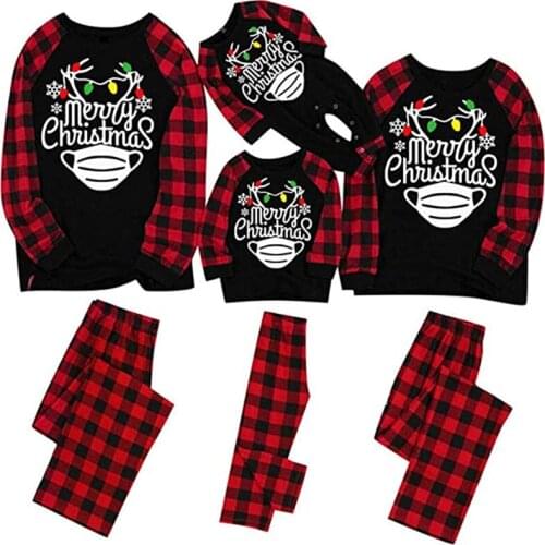 Christmas Parent-child Suit Plaid Long-sleeved Suit Christmas Printed Home Service Matching Family Outfits