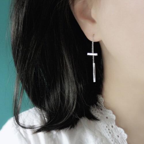 Dangle Earrings Long Tassel Chain For Women Word Stick Geometric Punk New Korea Fashion Simple Student Daily Jewelry BOYULIGE