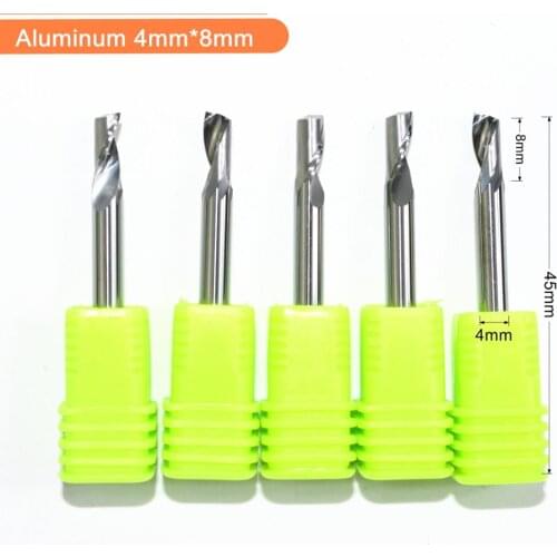 4mm*8mm,Single Flute Spiral end mill cnc solid carbide aluminum engraving milling cutter,aluminum composite panel knife