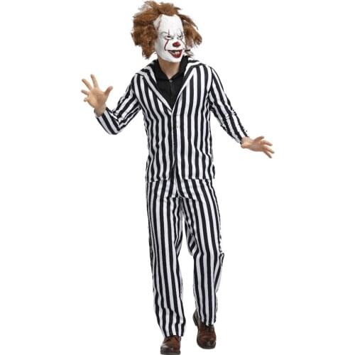 Stephen Kings It Zombie Pennywise Clown Costume Cosplay Suit Adult Men Halloween Terror Clown Fancy Party Cosplay Outfit