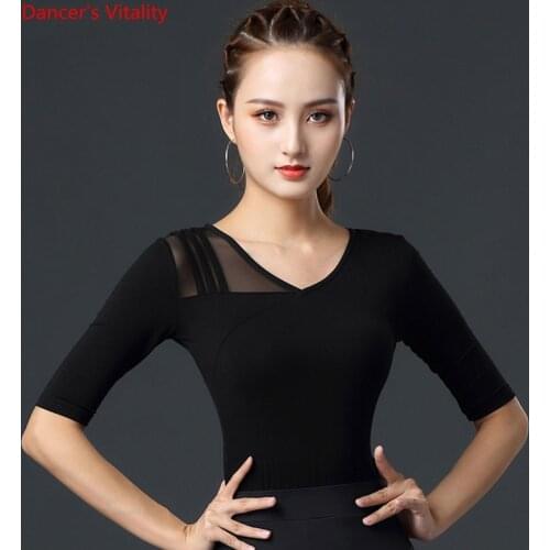 Latin Dance Woman Fashion Top Exercise Clothes Ballroom Dancewear Waltz Modern Dancing Female Adult Performance Practice Shirt