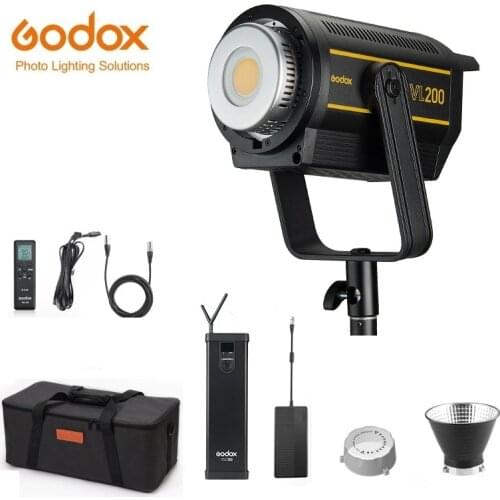 Godox VL200 COB LED Video Light 200Ws 5600K Bluetooth 2.4 Wireless Bowens Mount CRI95+ Supports Smatphone APP For Photography