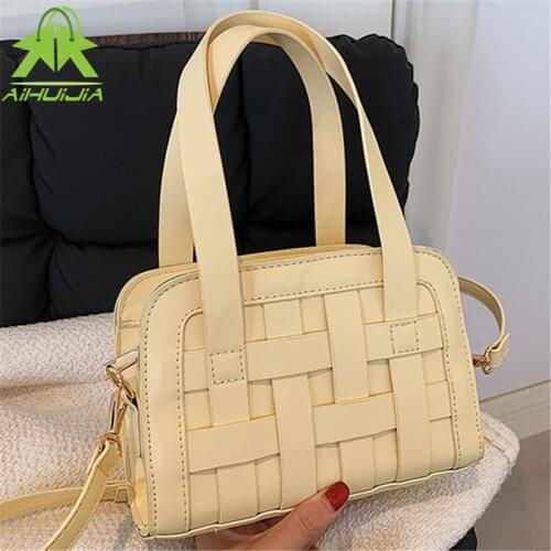 High Quality Weave Shoulder Bag Women Fashion Small Handbags Casual New Simplicity Crossbody Bag PU Leather Trend Messenger Bag