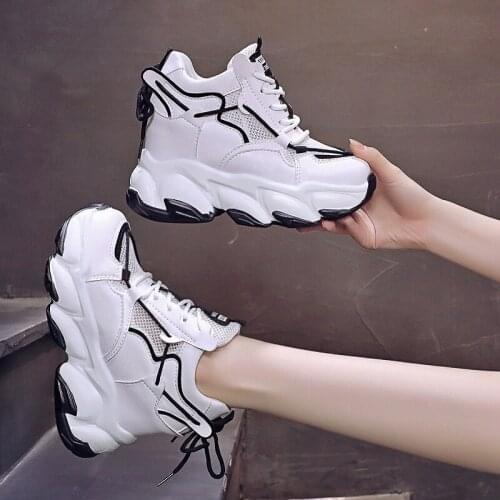 Thick-Soled Inner Heightening Womens Shoes Spring And Summer New Fashion All-Match Mesh Breathable Casual Shoes Sports Shoes