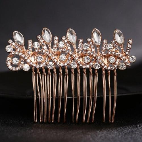 Rhinestone Hair Comb Hairpins Clips Metal Hair Ornament Ancient Style Bridal Wedding Headpieces Hair Accessories for Women Girls