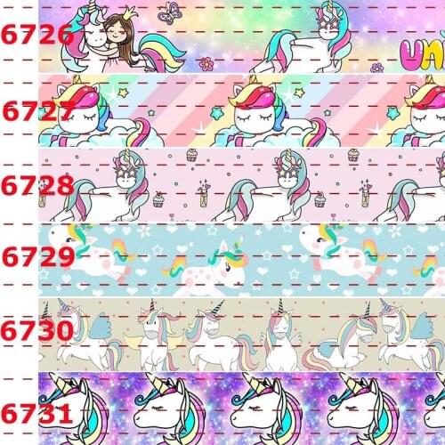 10yards -different sizes -Unicorn animals cartoon ribbon printed Grosgrain ribbon
