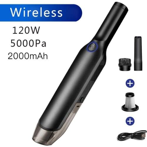 120W 5000Pa Handheld Wireless Car Vacuum Cleaner Powerful Cyclone Suction Desktop USB Rechargeable Wet/Dry for Car Home