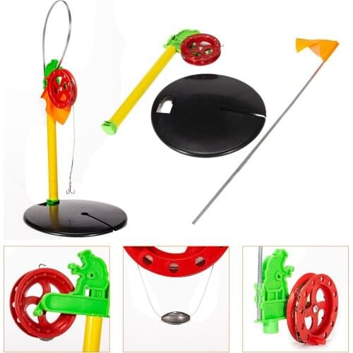 2pcs Portable Winter Ice Fishing Rod Tip-Up With Flags Pole Indicator Equipments Ice Fishing Flag Warning Flags