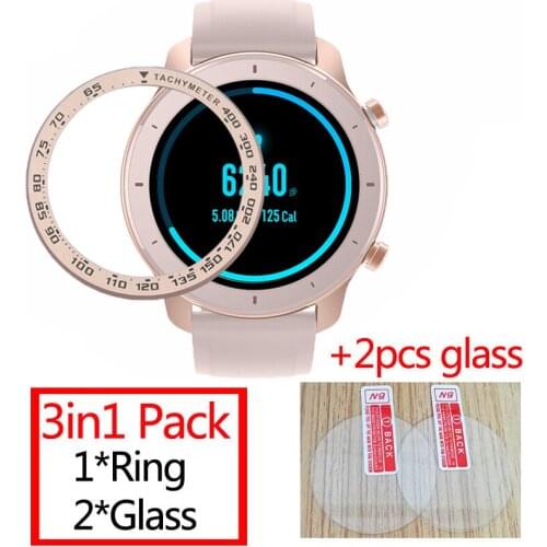 3in1 pack Anti Scratch Protection Ring For huami amazfit gtr 47mm 42mm bezel Ring sapphire Watch Dial Styling Case Cover+glass