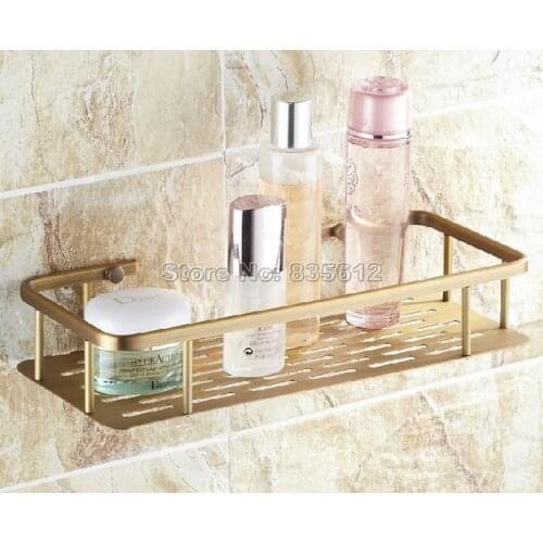 300mm Antique Brass Wall Mounted Single Tier Soap / Sponge Shower Storage Basket / Bathroom Accessory Wba107