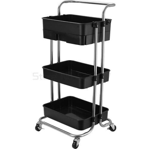 Stainless steel baby goods storage car with wheels simple kitchen movable shelf multi-layer beauty salon cart