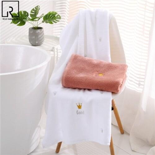 70x140cm Pure Cotton Bath Towel Embroidered Crown White Face Towels Water Absorbent Large Size Soft Bathroom Towel for Adults